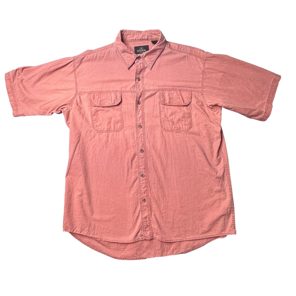 RedHead Button Down Shirt Mens XL Pink Short Sleeve Utility Cotton BPOM467
